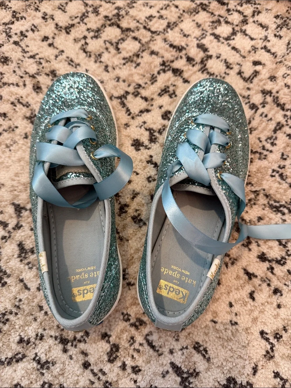 kate spade x Keds Glitter Ribbon Lace Sneakers - Aqua